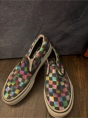 Vans Classic Slip-On Checkerboard Shoes - Iridescent Multicolor